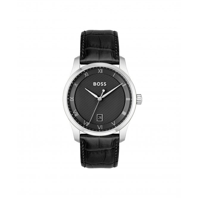 BOSS Gents Principle Black Leather Strap Watch