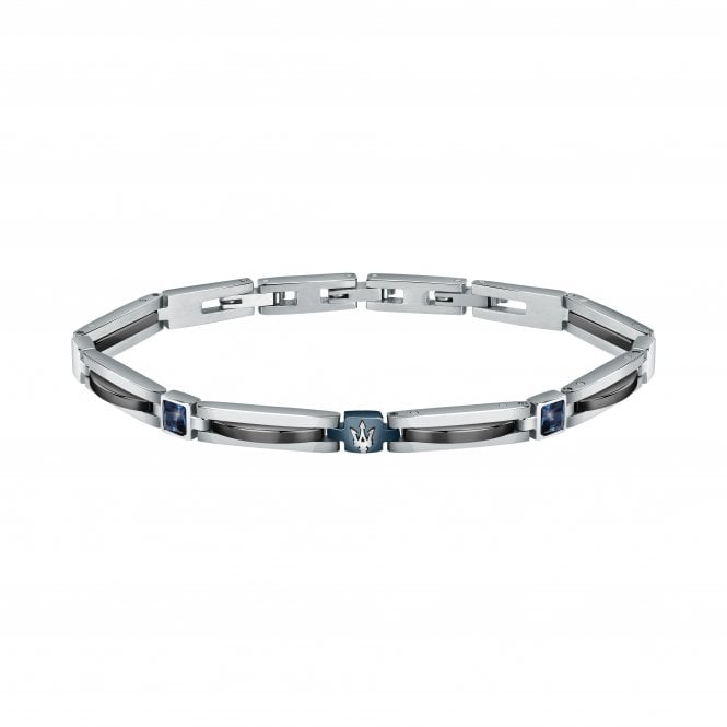MASERATI Mens Silver and Blue Bracelet