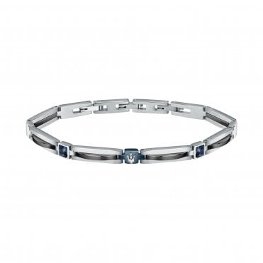 Mens Silver and Blue Bracelet