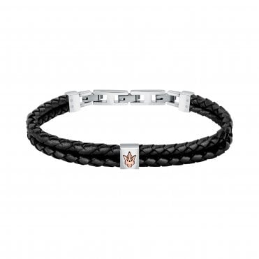 Stainless Steel and Black Double Braided Rope Bracelet