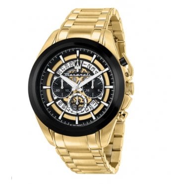 Maserati Traguardo 45mm Yellow Gold Tone Chronograph Watch