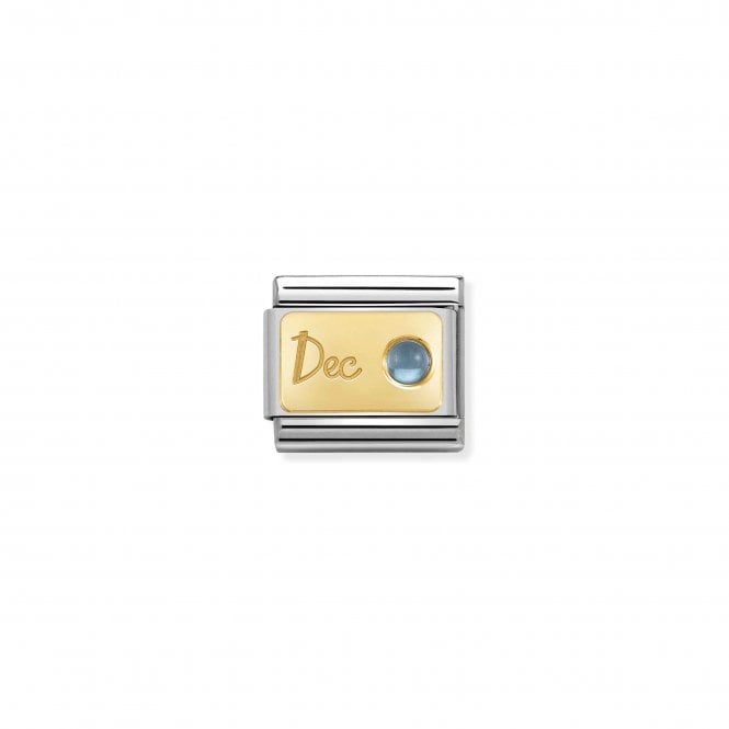 NOMINATION ITALY Classic Yellow Gold December Light Blue Topaz Charm