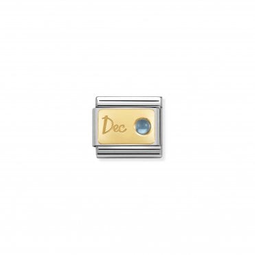 Classic Yellow Gold December Light Blue Topaz Charm