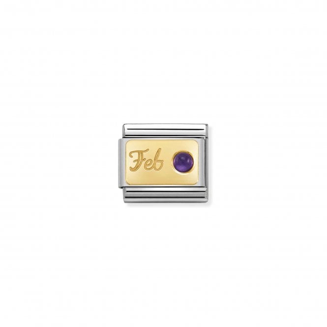 NOMINATION ITALY Classic Yellow Gold February Amethyst Charm