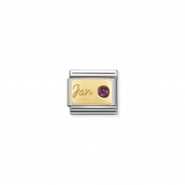 Classic Yellow Gold January Garnet Charm