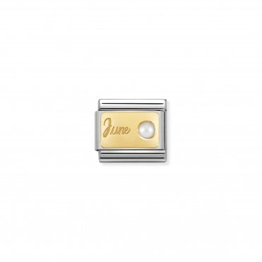 Classic Yellow Gold June White Pearl Charm