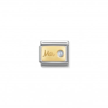 Classic Yellow Gold March Aquamarine Charm