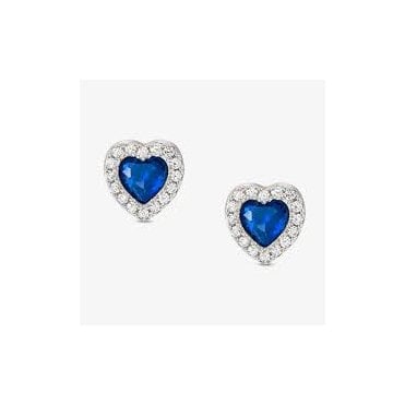 All My Love Silver and Blue CZ Heart Earrings