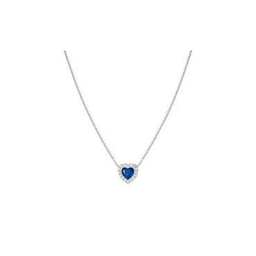 All My Love Silver and Blue CZ Heart Necklace
