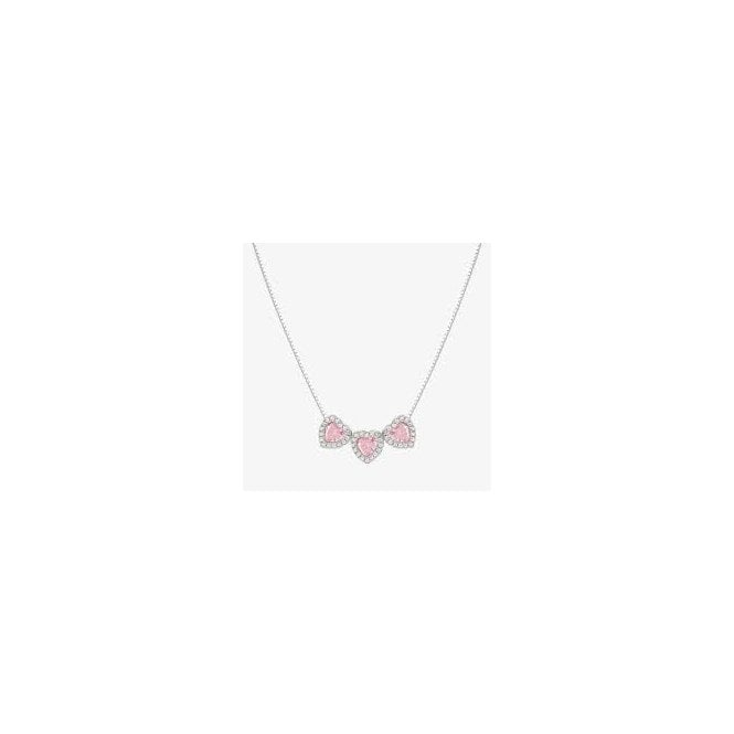 NOMINATION ITALY All My Love Silver and Pink CZ 3 Heart Necklace