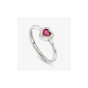 All My Love Silver and Red CZ Heart Ring