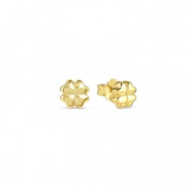 Armonica Gold PVD Four Leaf Clover Stud Earrings