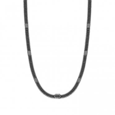B-YOND Stainless Steel with Black Cubic Zirconia Necklace
