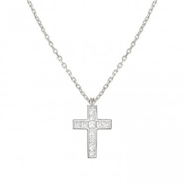 Carismatica Silver CZ Cross Necklace