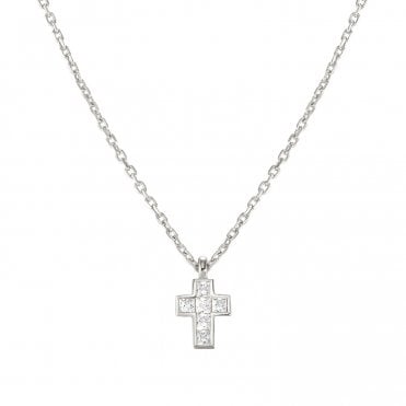 Carismatica Small Silver CZ Cross Necklace