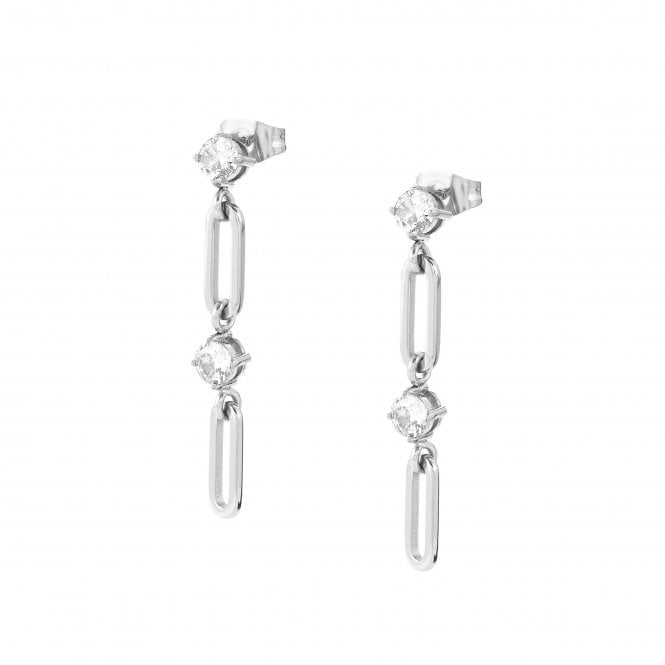 NOMINATION ITALY Chains of Style Stainless Steel Drop Pendant White CZ Earrings