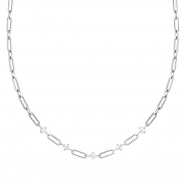 Chains of Style Stainless Steel White CZ Necklace
