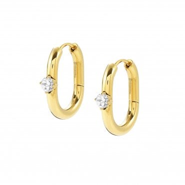 Chains of Style Yellow White CZ Hoop Earrings