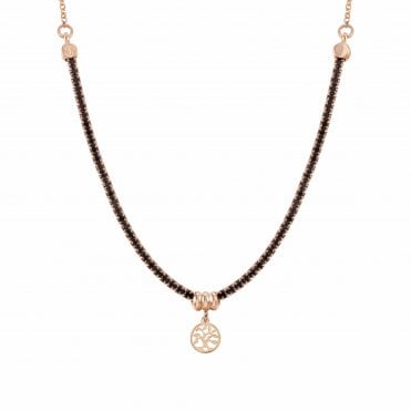 Chic & Charm Rose Gold Plated Black CZ Tree of Life Necklace