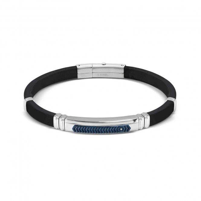 NOMINATION ITALY City Steel and Rubber Blue CZ Bracelet