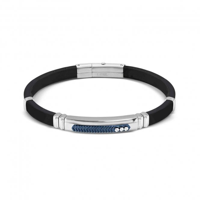 NOMINATION ITALY City Steel and Rubber Blue Octagon Bracelet
