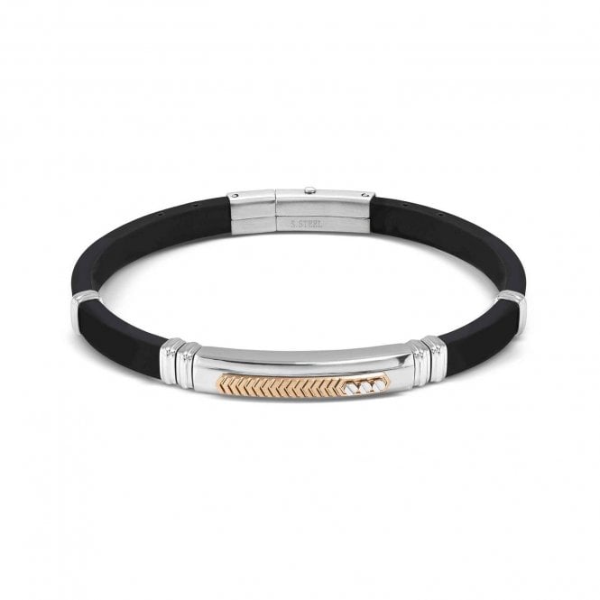 NOMINATION ITALY City Steel and Rubber Rose Gold Octagon Bracelet