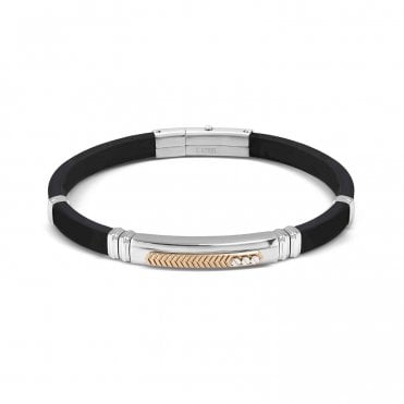 City Steel and Rubber Rose Gold Octagon Bracelet