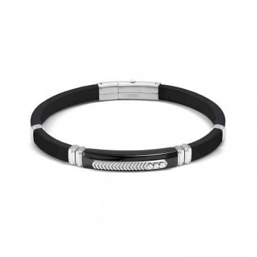 City Steel and Rubber Silver Octagon Bracelet