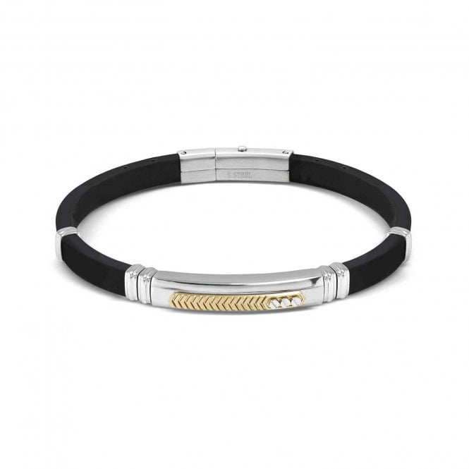 NOMINATION ITALY City Steel and Rubber Yellow Gold Octagon Bracelet