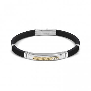 City Steel and Rubber Yellow Gold Octagon Bracelet