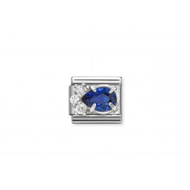 Classic Blue and White CZ Drop Charm