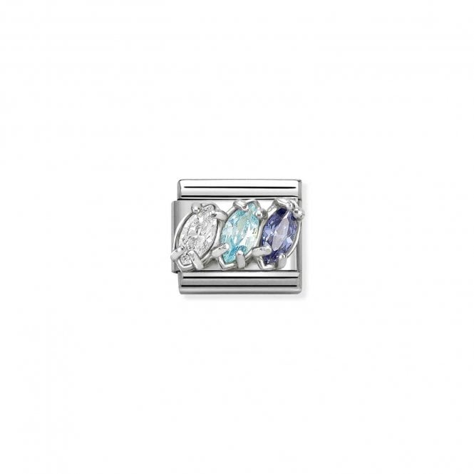 NOMINATION ITALY Classic Blue and White CZ Trilogy Charm