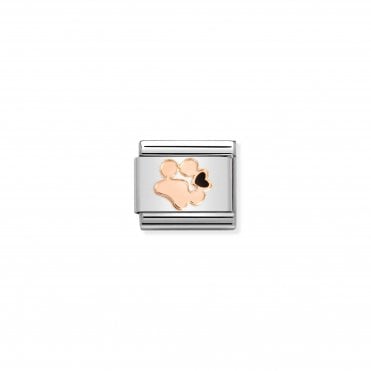 Classic Bonded Rose Gold and Enamel Dog Pawprint Charm