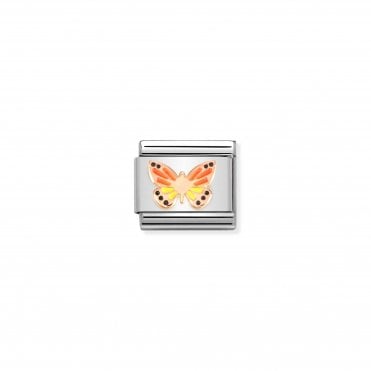 Classic Bonded Rose Gold and Enamel Rainbow Butterfly Charm