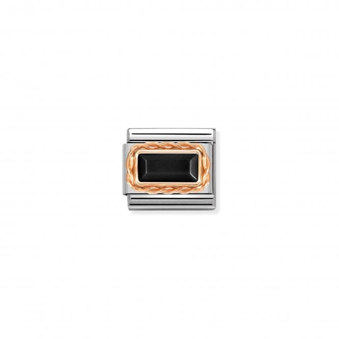 NOMINATION ITALY Classic Bonded Rose Gold Black Agate Baguette Stone Charm