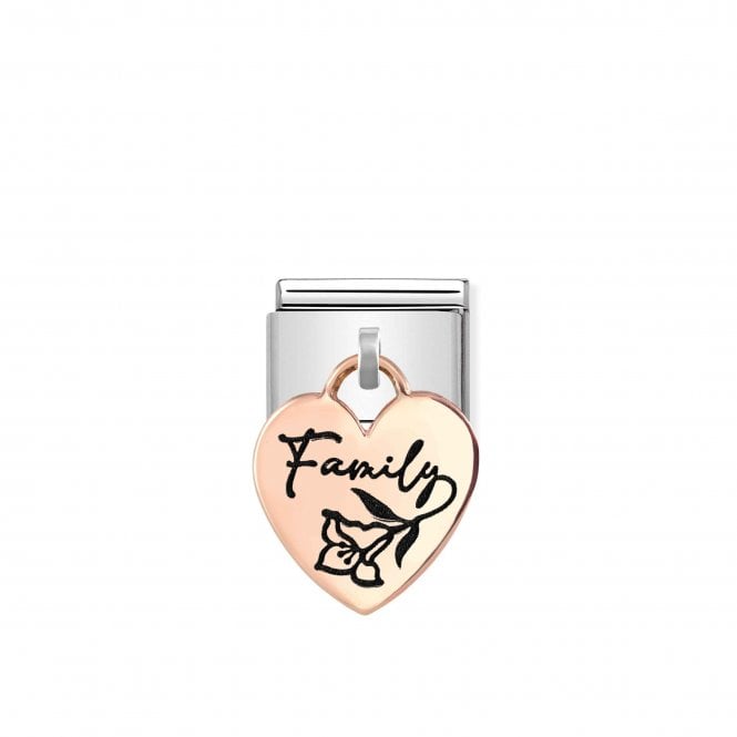 NOMINATION ITALY Classic Bonded Rose Gold Engraved Heart Family Pendant Plate Charm