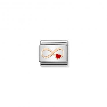 Classic Bonded Rose Gold Infinity Red Heart Charm
