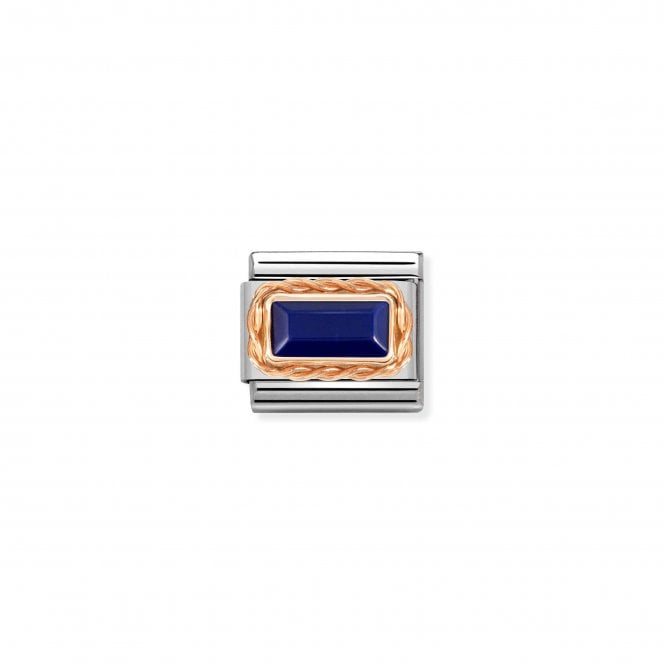 NOMINATION ITALY Classic Bonded Rose Gold Lapis Baguette Stone Charm