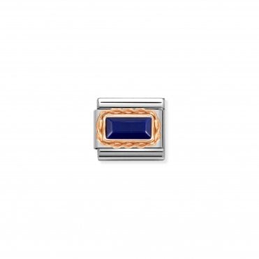 Classic Bonded Rose Gold Lapis Baguette Stone Charm
