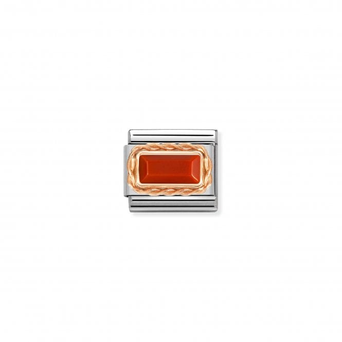 NOMINATION ITALY Classic Bonded Rose Gold Red Coral Baguette Stone Charm