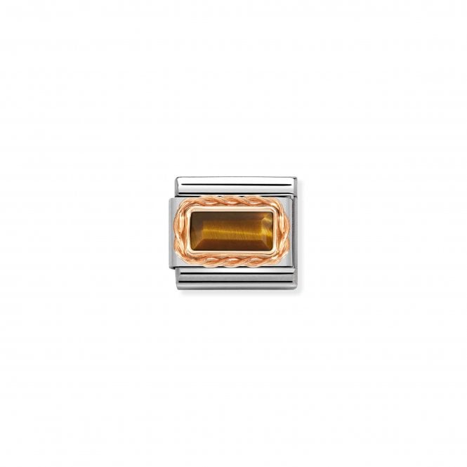 NOMINATION ITALY Classic Bonded Rose Gold Tiger Eye Baguette Stone Charm