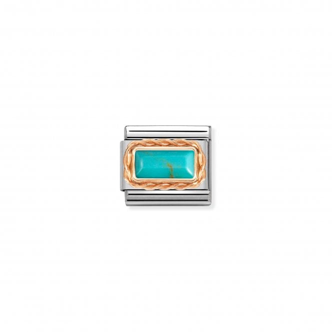 NOMINATION ITALY Classic Bonded Rose Gold Turquoise Baguette Stone Charm