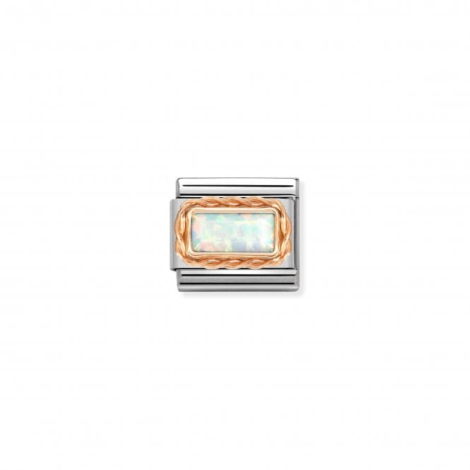 NOMINATION ITALY Classic Bonded Rose Gold White Opal Baguette Stone Charm