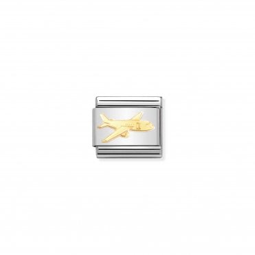 Classic Bonded Yellow Gold Aeroplane Charm