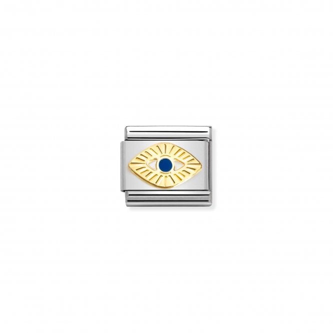 NOMINATION ITALY Classic Bonded Yellow Gold and Enamel Diamond-Coated God Eye Charm