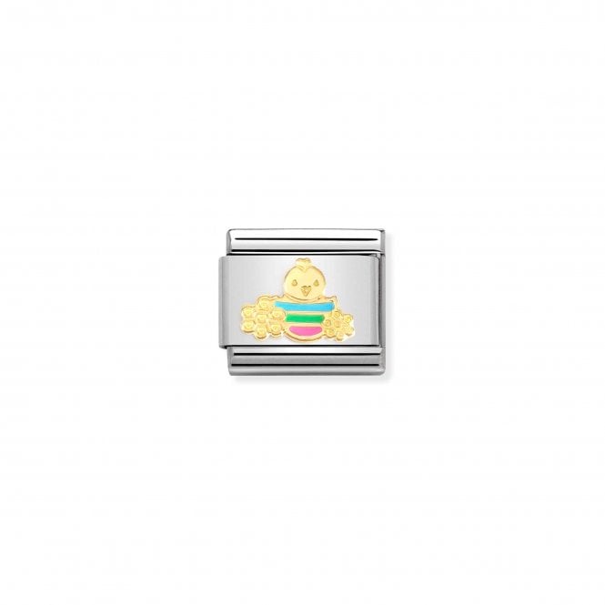 NOMINATION ITALY Classic Bonded Yellow Gold and Enamel Easter Chick with Flower Charm