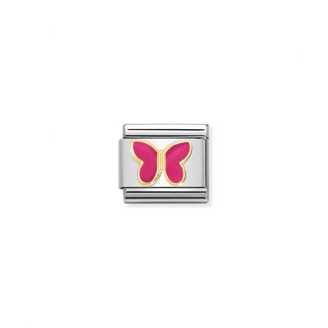NOMINATION ITALY Classic Bonded Yellow Gold and Enamel Fuschia Butterfly Charm