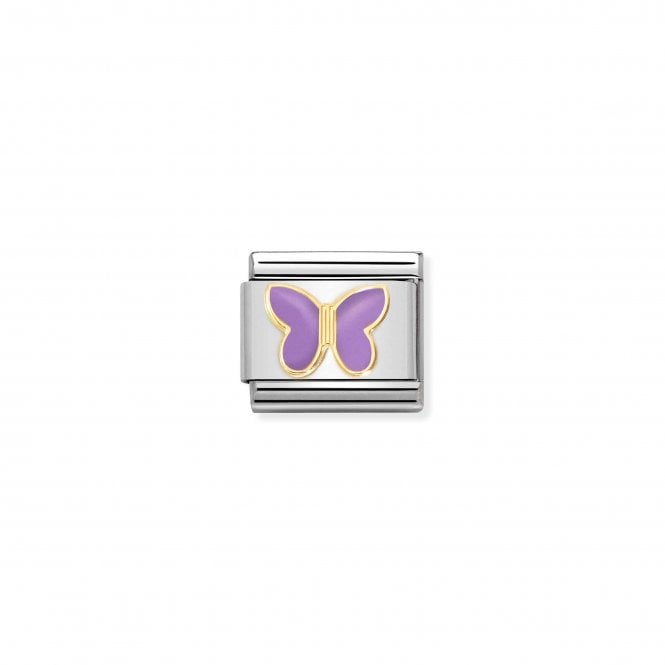 NOMINATION ITALY Classic Bonded Yellow Gold and Enamel Lilac Butterfly Charm
