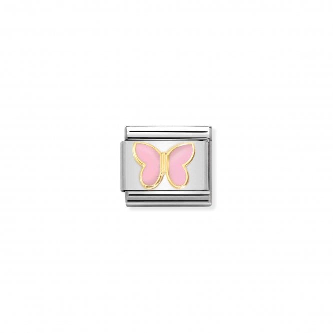 NOMINATION ITALY Classic Bonded Yellow Gold and Enamel Pink Butterfly Charm