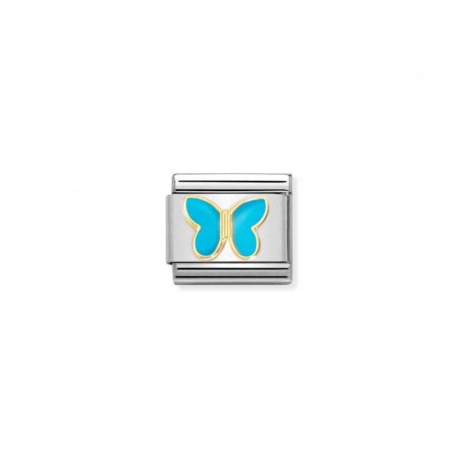 NOMINATION ITALY Classic Bonded Yellow Gold and Enamel Turquoise Butterfly Charm